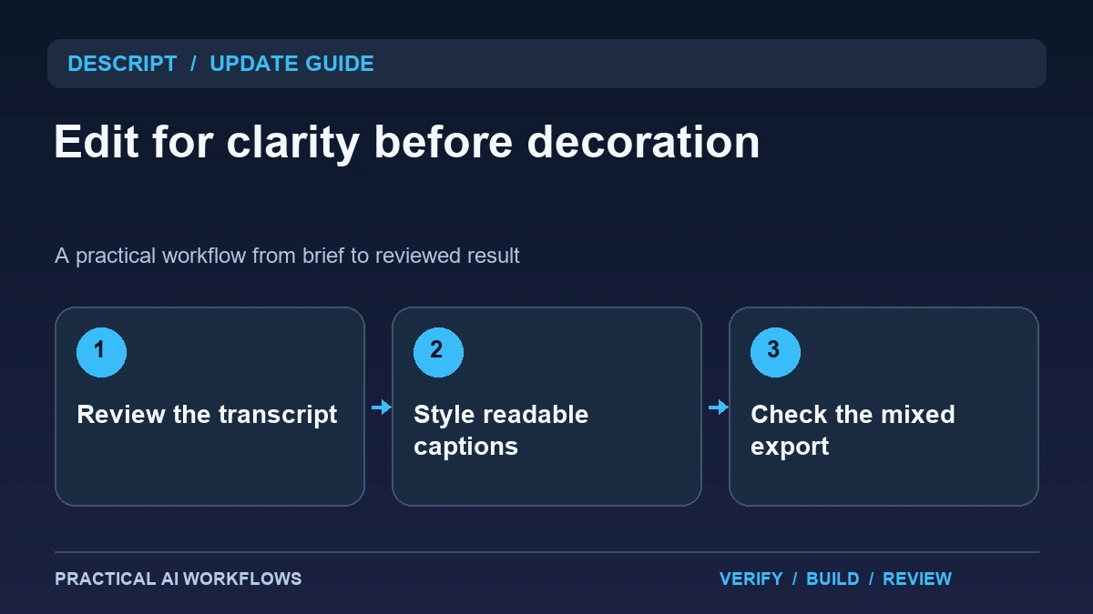 Descript's Caption and Audio Update: Build a Clearer Tutorial Editing Workflow